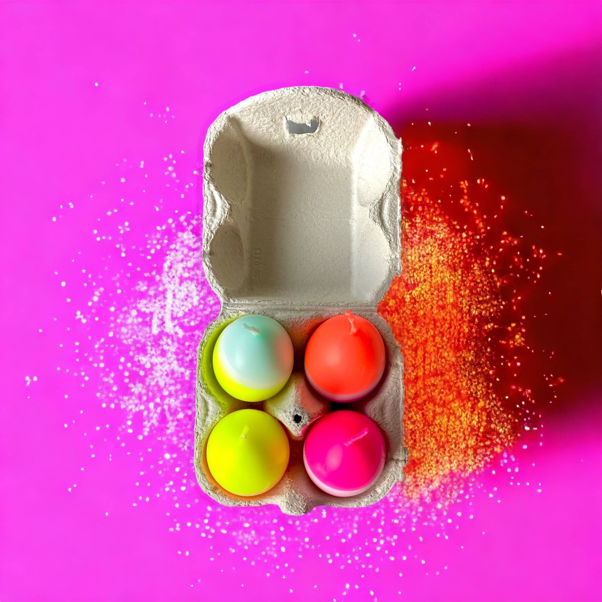 Dip Dye Eggs Candles | Set of 4 in Egg Carton | Neon